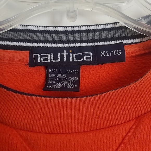 Nautica Orange Heavy Sweatshirt Vintage - Picture 3 of 4